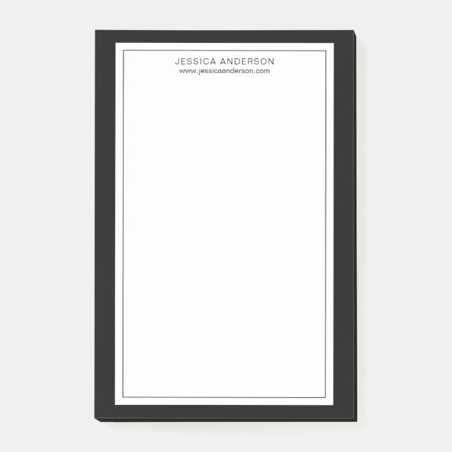 Bloco De Notas Preto E Branco Minimalista Moderno Personalizado (Frente)