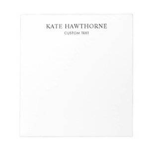 Bloco De Notas Preto e Branco Personalizado Elegante Minimalista