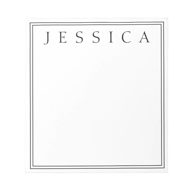 Bloco De Notas Preto e Branco | Seu Nome (Frente)