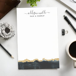 Bloco De Notas Preto E Dourado Aquarela Personalizado
