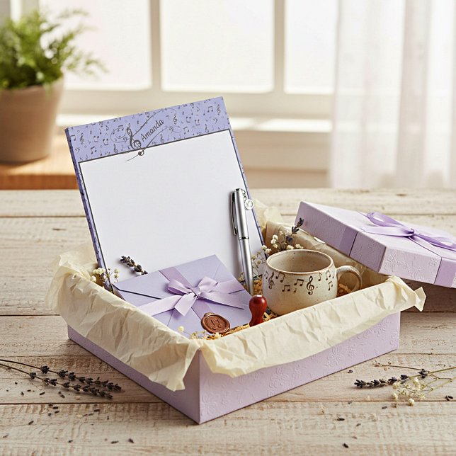 Bloco De Notas Preto e Periwinkle Musical personalizado (Criador carregado)