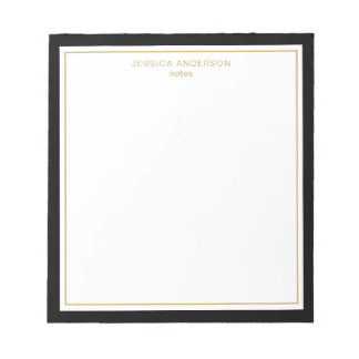 Bloco De Notas Preto Elegante Dourado Personalizado