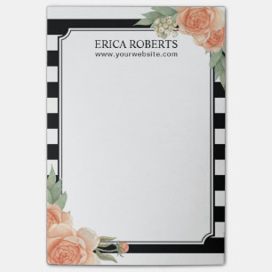 Bloco De Notas Preto moderno & o branco listram o salão de beleza