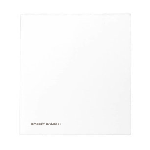 Bloco De Notas Preto Moderno Único Branco Seu Nome Minimalista