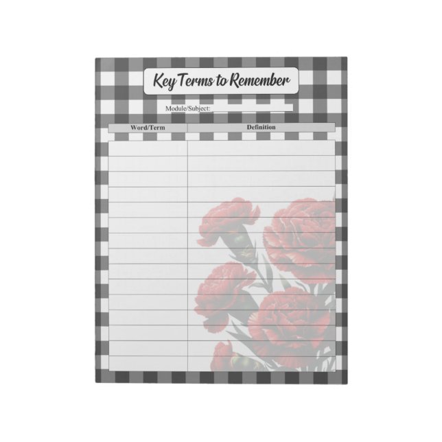 Bloco De Notas Preto n Branco - Termos-chave para lembrar (Invertido)