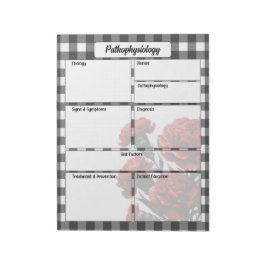 Bloco De Notas Preto n White Floral Gingham_ Pathophysiology Temp
