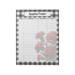 Bloco De Notas Preto n White Floral Gingham_ Symptom Tracker