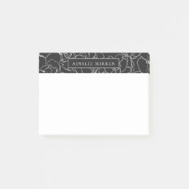 Bloco De Notas Preto Slate Simplesmente Floral Personalizado