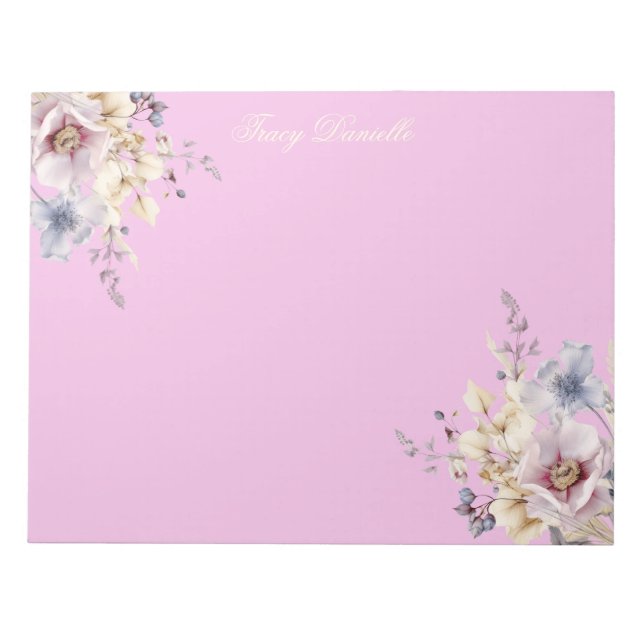Bloco De Notas Prettty Pink Spring Floral Bouquet  (Frente)