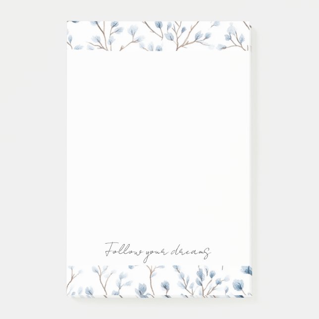 Bloco De Notas Pretty Blue White Flowers (Frente)