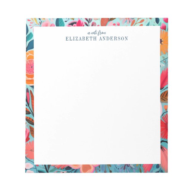 Bloco De Notas Pretty Botanical Girly Floral Frame  (Frente)