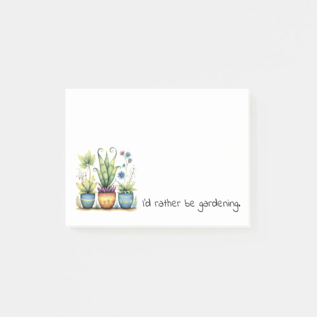 Bloco De Notas Pretty Flower Pots I'd Rather Be Gardening (Frente)