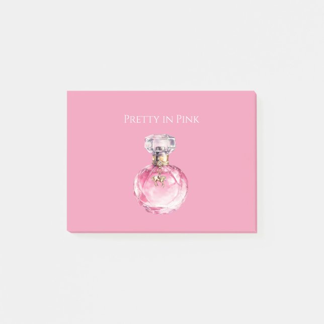 Bloco De Notas Pretty in Pink Perfume Bottle Gold Horse Charm (Frente)