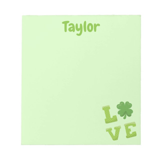 Bloco De Notas Pretty Light Green Love Block Letter (Frente)