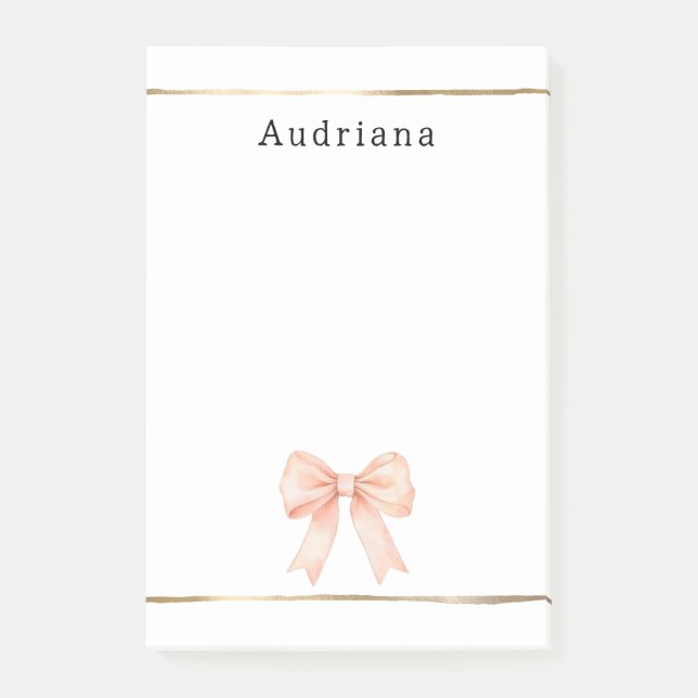 Bloco De Notas Pretty Peach Bow Personalized  (Frente)