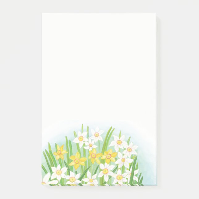 Bloco De Notas Primavera de Daffodils Amarelo e Branco (Frente)