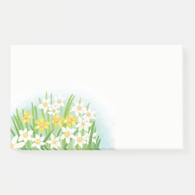 Bloco De Notas Primavera de Daffodils Amarelo e Branco (Frente)