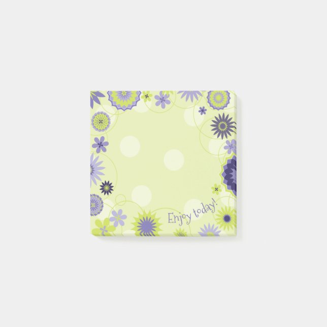 Bloco De Notas Primavera Floral Bonito Personalizado Verde (Frente)
