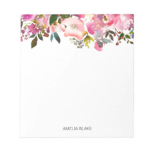 Bloco De Notas Primavera Floral de Aquarela Personalizado