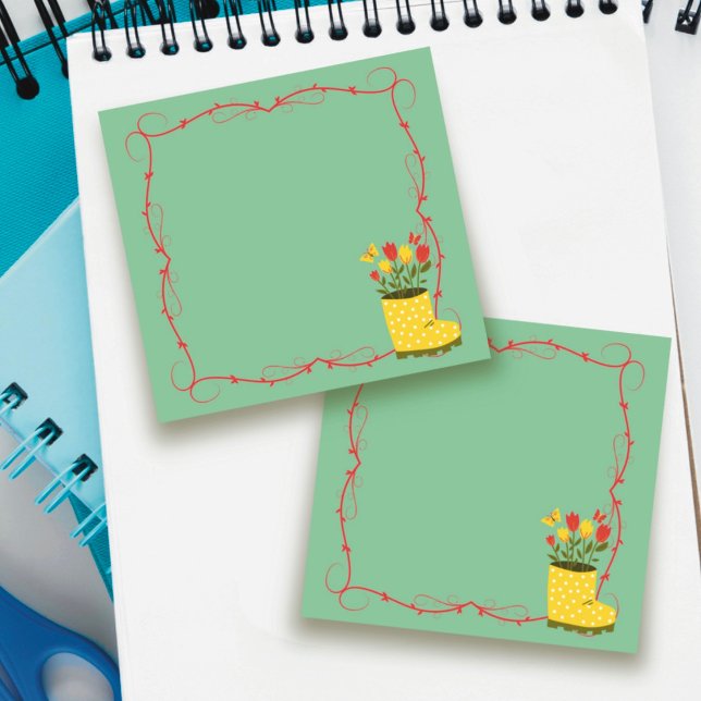 Bloco De Notas Primavera Rain Boot, Tulip, Borboleta Poste Notas (Criador carregado)