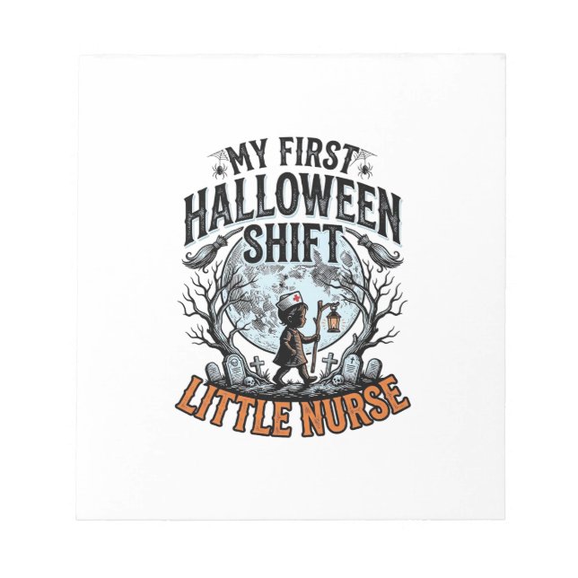 Bloco De Notas Primeiro Enfermeira de Halloween Fantasmas Lua Beb (Frente)