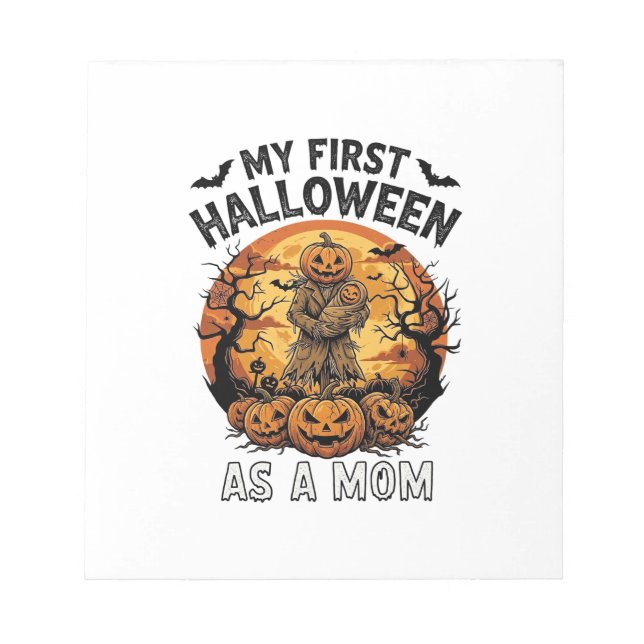 Bloco De Notas Primeiro Halloween Como Mamãe Abóbora Espantalho B (Frente)
