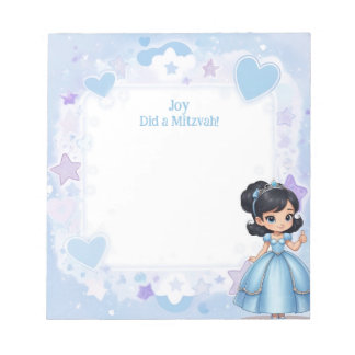 Bloco De Notas Princesa Blue Black Hair Nome Personalizado Mitzva