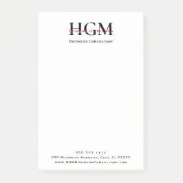 Bloco De Notas Professional 3 Letra Monograma Vermelho Preto