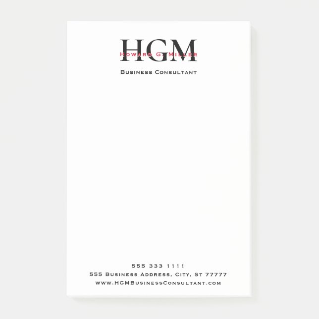 Bloco De Notas Professional 3 Letra Monograma Vermelho Preto (Frente)