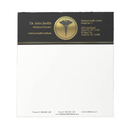 Bloco De Notas Professional 3D Gold Medical Caduceus Emblem