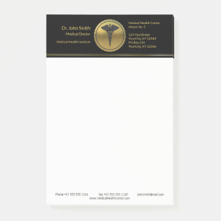 Bloco De Notas Professional Medical 3D Gold Caduceus Emblem