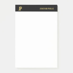 Bloco De Notas Professional Modern Initials Black White Chic Dour