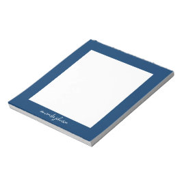 Bloco De Notas Professional Modern Navy Blue Monogram Full Name