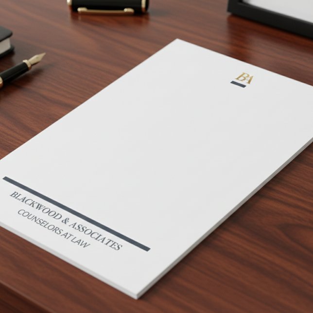 Bloco De Notas Professional Navy Gold Monogram Legal Desk Pad (Criador carregado)