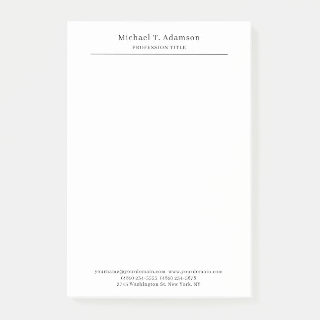 Bloco De Notas Professional Retro Style Elegant Plain Simple (Frente)