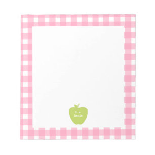 Bloco De Notas Professor cor-de-rosa verde do guingão de Apple