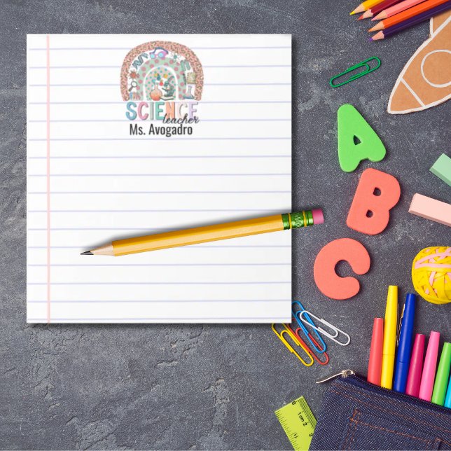 Bloco De Notas Professor de Ciência Personalizado Boho Rainbow Ap (Science teacher rainbow personalized notepad)