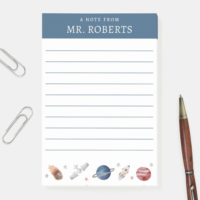 Bloco De Notas Professor de Ciências do Espaço em Aquarela e Plan (Criador carregado)