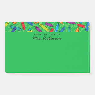 Bloco De Notas Professor de gizes verdes e bonitos na mesa 10x6