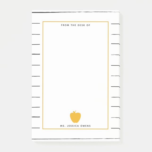 Bloco De Notas Professor de Maçã Amarelo com Stripes (Frente)