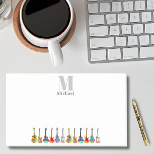 Bloco De Notas Professor de Música Guitarras Coloridas Monograma