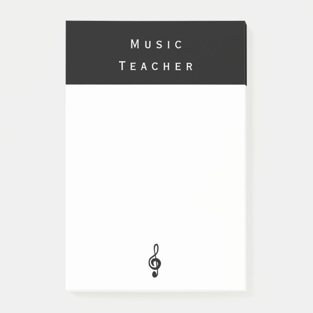 Bloco De Notas Professor de Música Treble Clef Black White Minima (Frente)