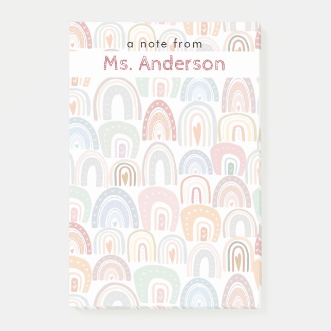 Bloco De Notas Professor de padrão do arco-íris associado a um co (Frente)