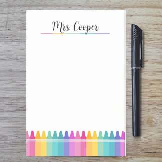 Bloco De Notas Professor de Pré-Escolas Bright Rainbow Crayons
