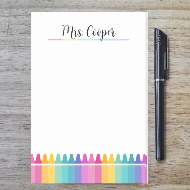 Bloco De Notas Professor de Pré-Escolas Bright Rainbow Crayons (Criador carregado)