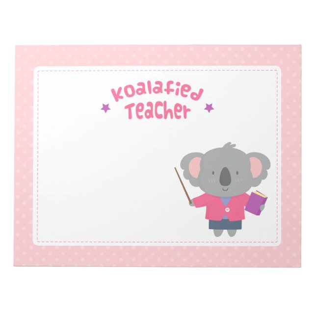 Bloco De Notas Professor de Urso Koala Qualificado Koalaficado En (Frente)