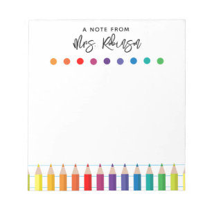 Bloco De Notas Professor do Rainbow Crayons Kindergarten