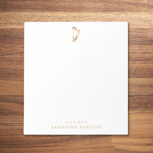 Bloco De Notas Professor Elegante de Música Dourado Harp Simples