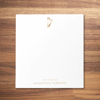 Bloco De Notas Professor Elegante de Música Dourado Harp Simples