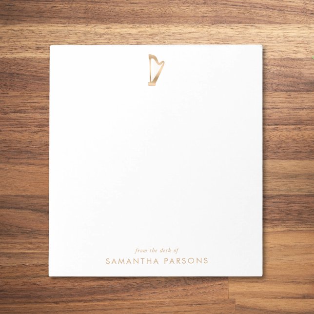 Bloco De Notas Professor Elegante de Música Dourado Harp Simples (Criador carregado)